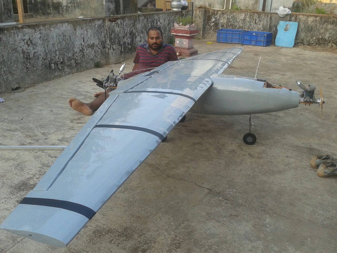 "Double-engine 30cc 4-stroke nitro methane-powered long-range UAV, designed as an engineering project for Mangalore Institute of Technology (MITE)."